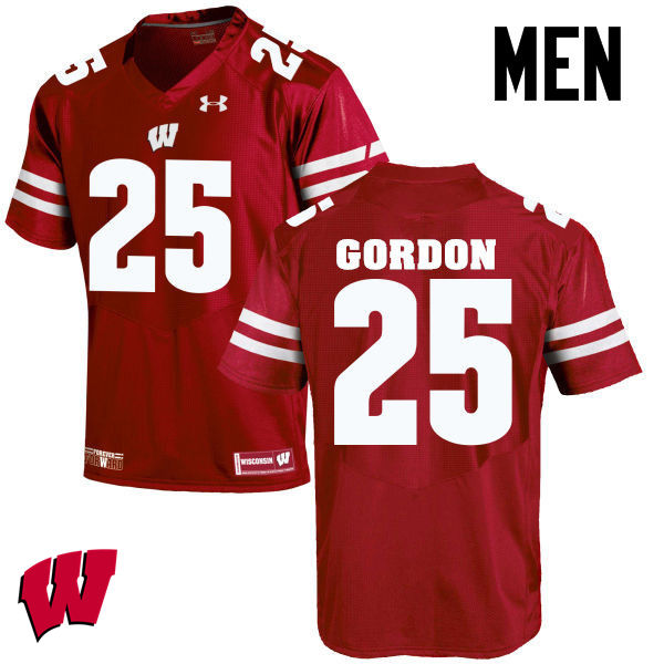 Wisconsin Badgers Men's #25 Melvin Gordon NCAA Under Armour Authentic Red College Stitched Football Jersey IY40F82OE